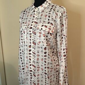 The Gap S Ladybug Utility Long Sleeve Button Shirt Dress